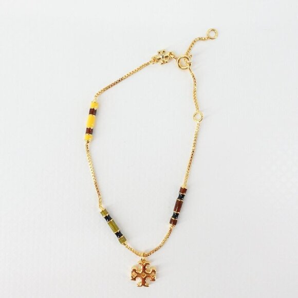 Tory Burch Kira Enamel Bar Bracelet Tory Gold/ Multi Color OS - Picture 9 of 16
